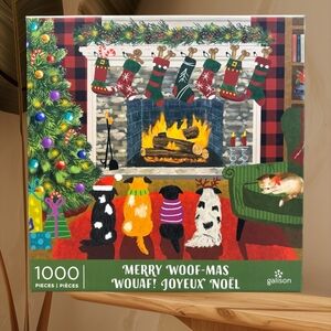 Galison Holiday Puzzle 1000 Piece - Merry Woof-mas.